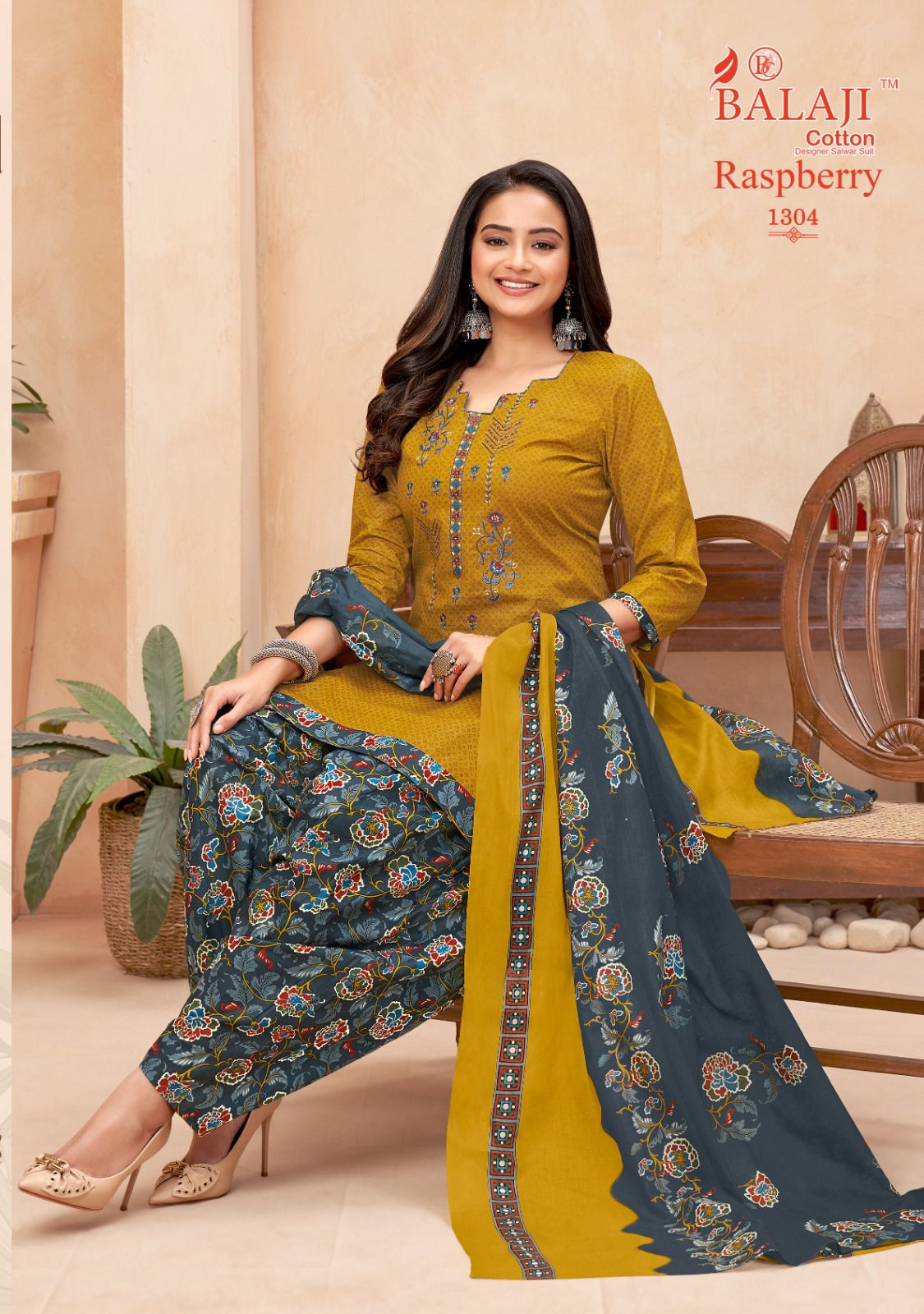Balaji Raspberry Vol 13 Embroidery Cotton Dress Material
